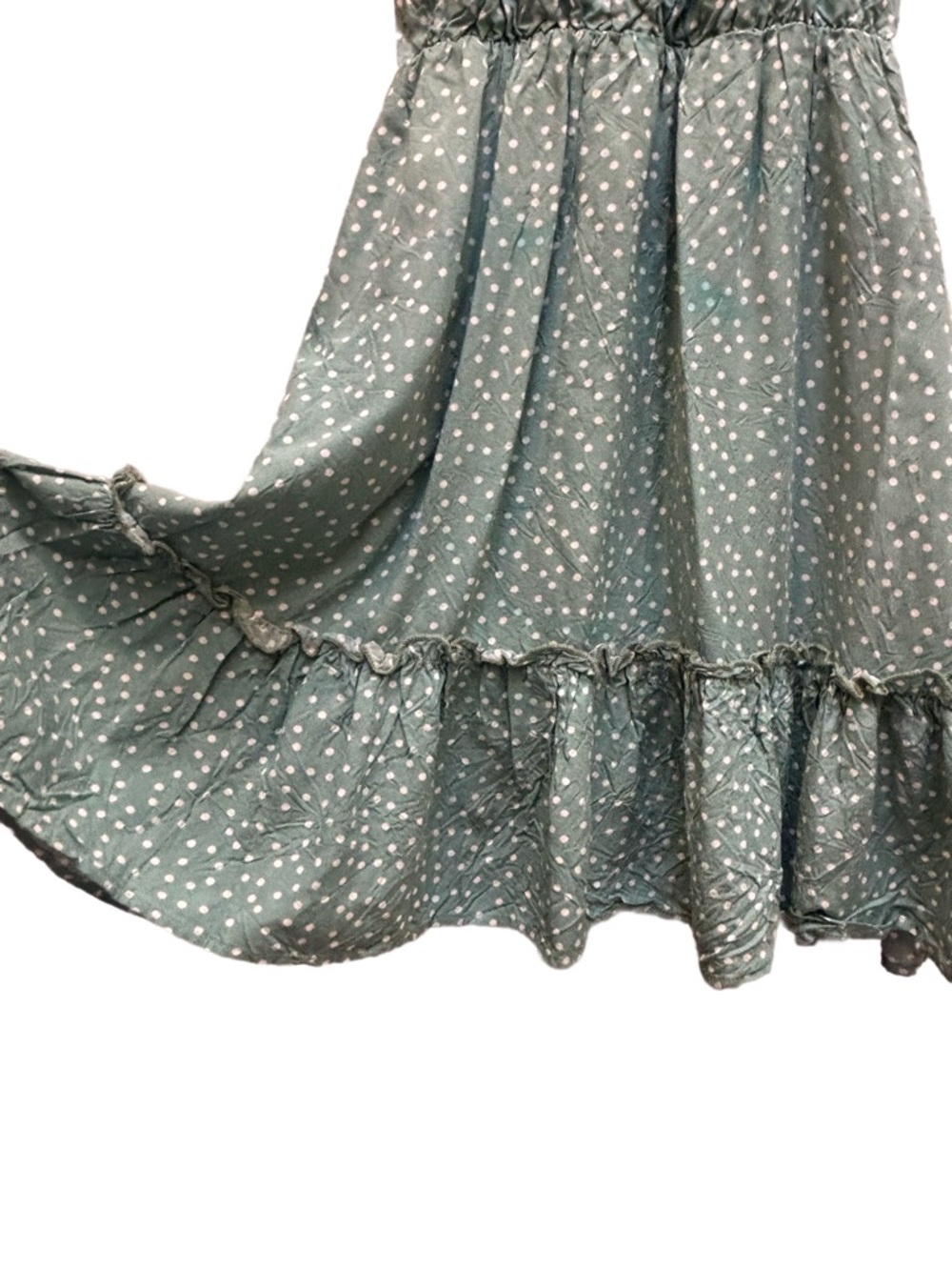 BTFBM Green Polka Dot Halter Dress Tiered Mini Sage Green dress size small 🌱 NWT - Picture 4 of 10